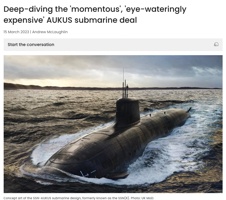 ADROITA CEO featured in RiotAct article about submarine deal image